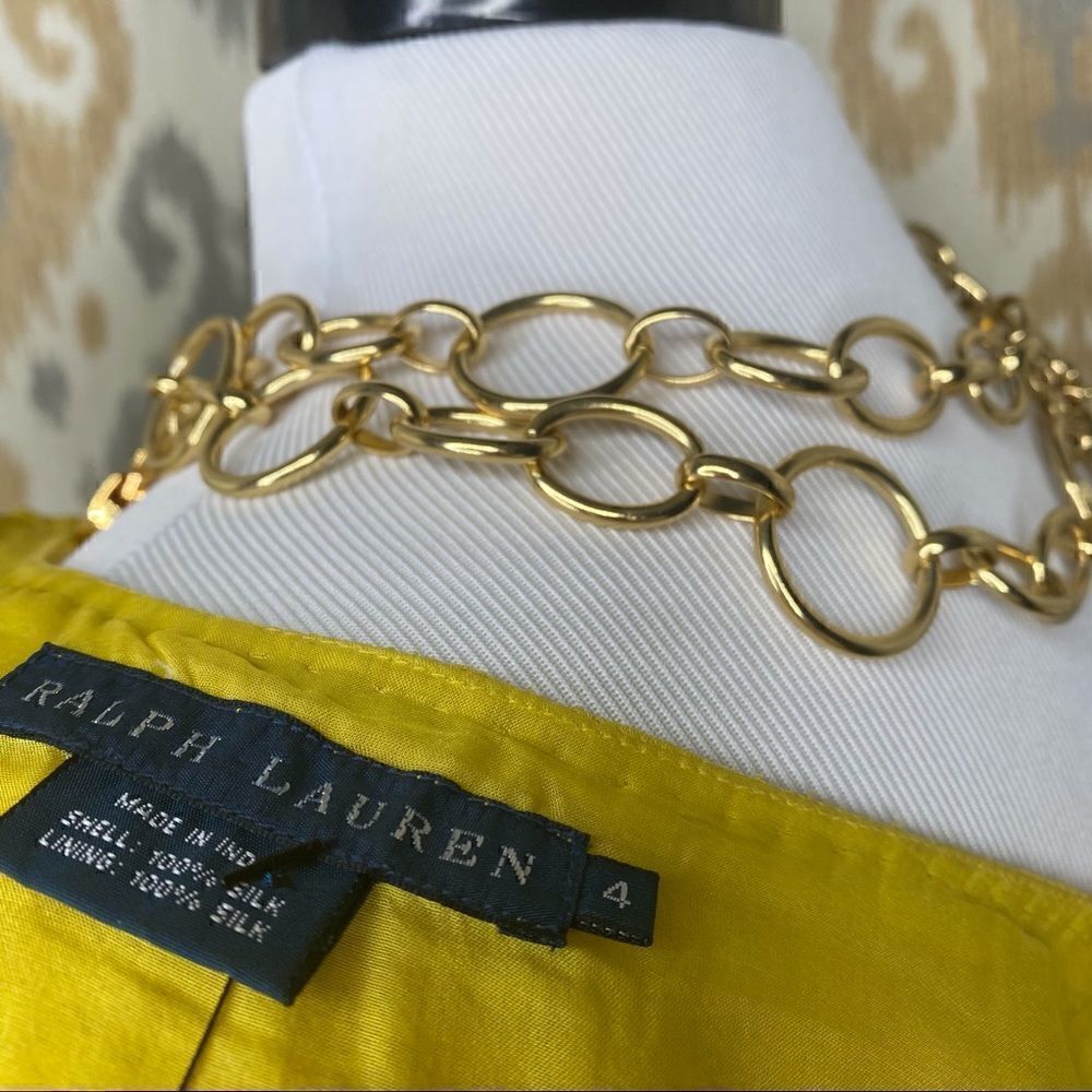 Ralph Lauren Citrus Yellow Bead Embellished Silk Georgette Tank Top - Picture 4 of 16